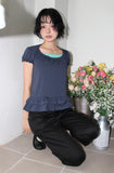 STRIPE HALTER FRILL TEE