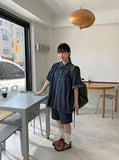 [unisex] Heiko Stitch Pocket Denim Over Short Sleeve Shirt