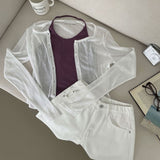 Slim Fit U-neck Long Sleeve Spring Summer Cardigan