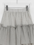 Handad Frill Check Banding Long Skirt
