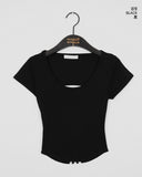 Poonut Back Slit Taping Short-Sleeved T-Shirt