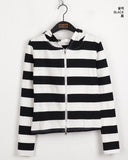 Harlin Stripe Two-Way Slim Hood Long-Sleeved Zip-Up