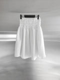 Seersucker smocked midi skirt