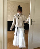 Lemin Frill Lace Long Skirt