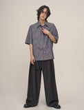 Twin pin tuck maxi wide belt slacks