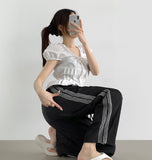 Rustling Cooling Two-Way Side Lace Track Banding Pants
