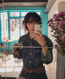 Combed fabric washed wide denim