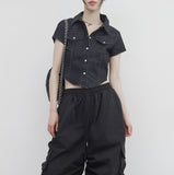 Pias denim cropped shirt