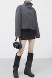 Mean high neck wool handmade short coat