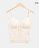 Dina Lace Ribbon Adjustable Cap Sleeveless Top