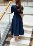 Bellian Shirt Puff Flare Long One Piece