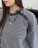 Cardil Button Stripe Sweatshirt