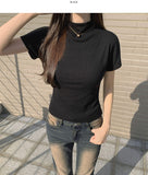 Luxurious Mood Half-Neck Span Slim Fit Short Sleeve T-shirt