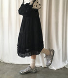 Hetty Tiered See-Through Frill Banding Midi Skirt