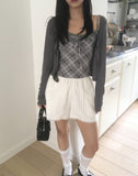 Butin Strap Check Sleeveless Cardigan Set