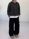 Sheer Stripe Hood Knit Zip-Up