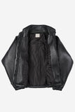 Puff raglan texture leather jumper