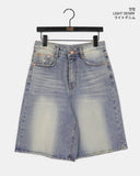 Kaeon Vintage Washed Denim Half Bermuda Pants