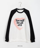 Hoshino Heart Printing Ribbed Raglan Sweatshirt