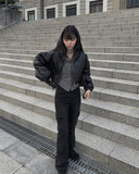 Jaki leather short padded jumper