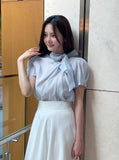 Byen Twist Scarf Short Sleeve Blouse