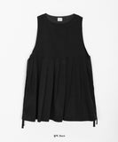 Lilco pleated ribbon slit long blouse