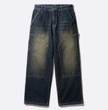 Yellow Washing Double Knee Denim Pants