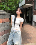 Coats Reverse Damage Wide Denim Pants