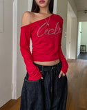 Sally Cubic Shirring Unbalanced Shoulder Long Sleeve