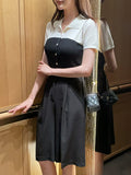 Rosven color matching collar short sleeve knit