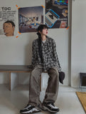 Leaf Overfit Hooded Checkered Shirt