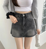 Back Pocket Point A-line Denim Skirt Shorts