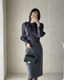 Cielve Satin Tie Blouse
