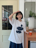 Imilve Dot Embroidery Over Short Sleeve Tee