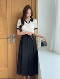 Cellua Pleated Flare Long Skirt