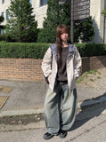 Kafun Vintage Washing Denim Wide Pants