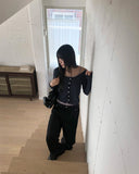 Phuang Lace Frill See-Through V-Neck Long-Sleeve Cardigan