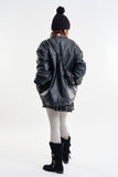 Embossed biker leather jacket