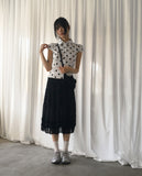 Miring Dot Strap Puff Blouse