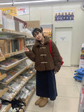 Comni Flower Corduroy Suspenders Long One Piece