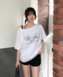 Stars Lettering Unbalance Short Sleeve