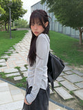 Pencil Layered Unbalanced Color Matching Line T-Shirt