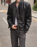 Geron Diagonal Zipper Leather Rider Jacket