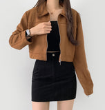 Suede Collar Crop Jacket