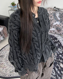 Lahen Cable Dyeing Damage Cardigan