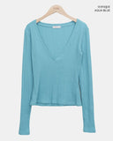 Lasom V-neck Slim Long Sleeve T-shirt