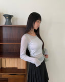 Leli See-Through Round Neck Long Sleeve T-Shirt