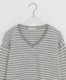 Ttet Stripe Wool V-Neck Knit