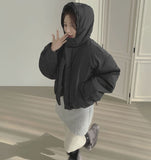 Matte Hood High-Neck Short Padding