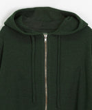 Sitanne Hood Cropped Knit Zip-Up Cardigan